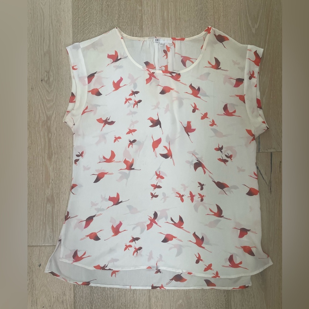 DR2 short sleeve blouse- crane print